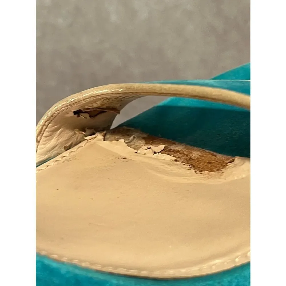 Vince Camuto Turquoise Suede Platform Ankle-Strap Platform Heels size 9